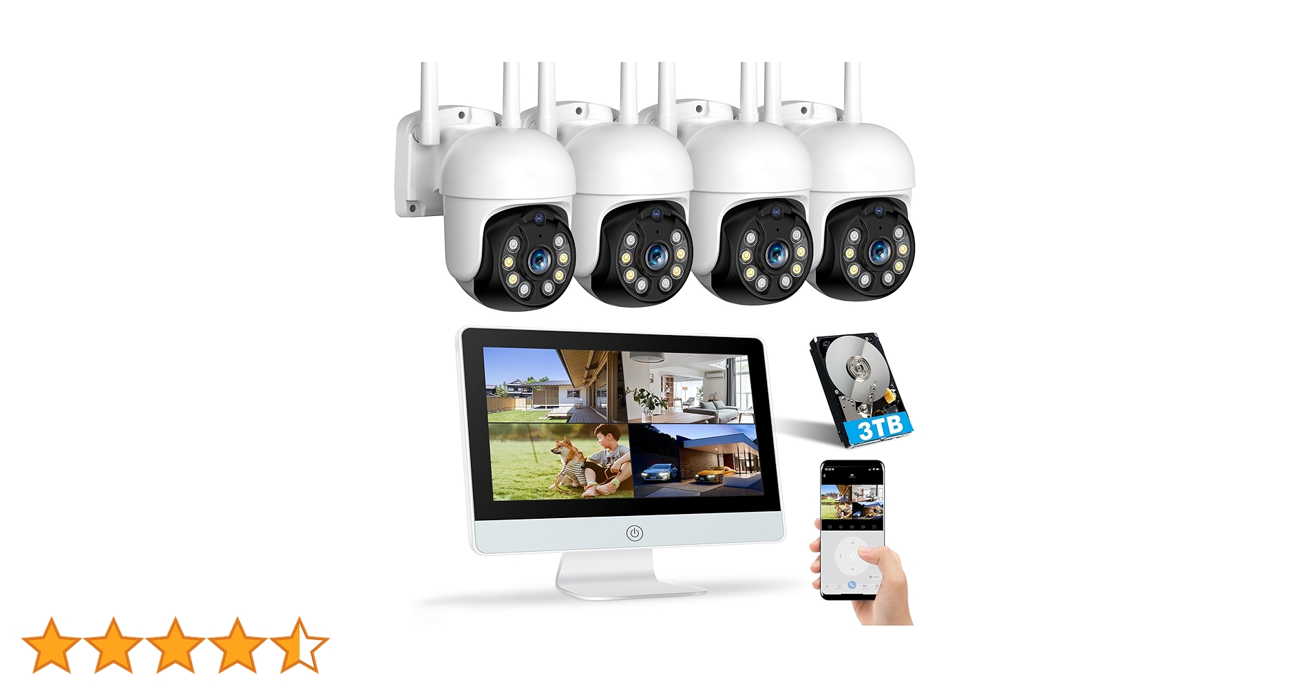 YESKAMOO 360°全方向 ワイヤレス 防犯カメラ 監視 モニター 屋外 Amazon.co.jp: 【500万画素・360°全方位追尾 】防犯カメラ